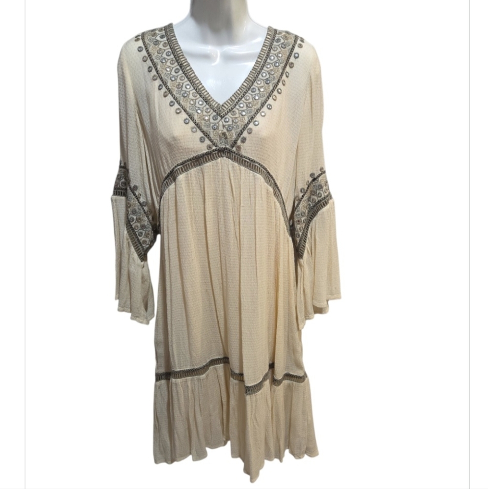 Double-D Ranch Ivory Dress or Tunic Flirty Boho Western Loose Fit Small